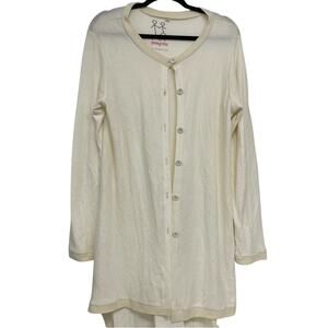 Johnny Was Pete & Greta White Long Line Button Front Cardigan Sweater Womens M